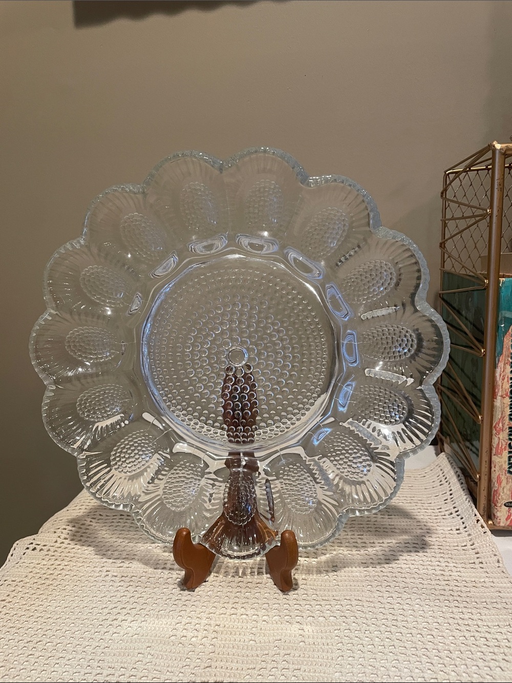 Detailed  Glass Scalloped Serving Platter - Classic Design